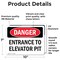 Signmission Entrance To Elevator Pit Danger Sign, Vinyl Decal, 10in W x 7in L, 2PK OS-2PACK-DS-D-710-L-1654 - alternate 2
